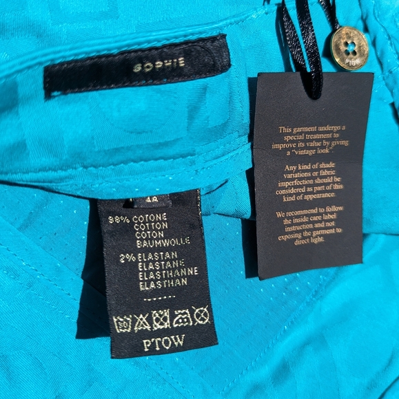 NWT Teal Ankle Cropped Pants, Sophie Style, PTOW Woman Pant, Size EU 48 - Picture 7 of 10